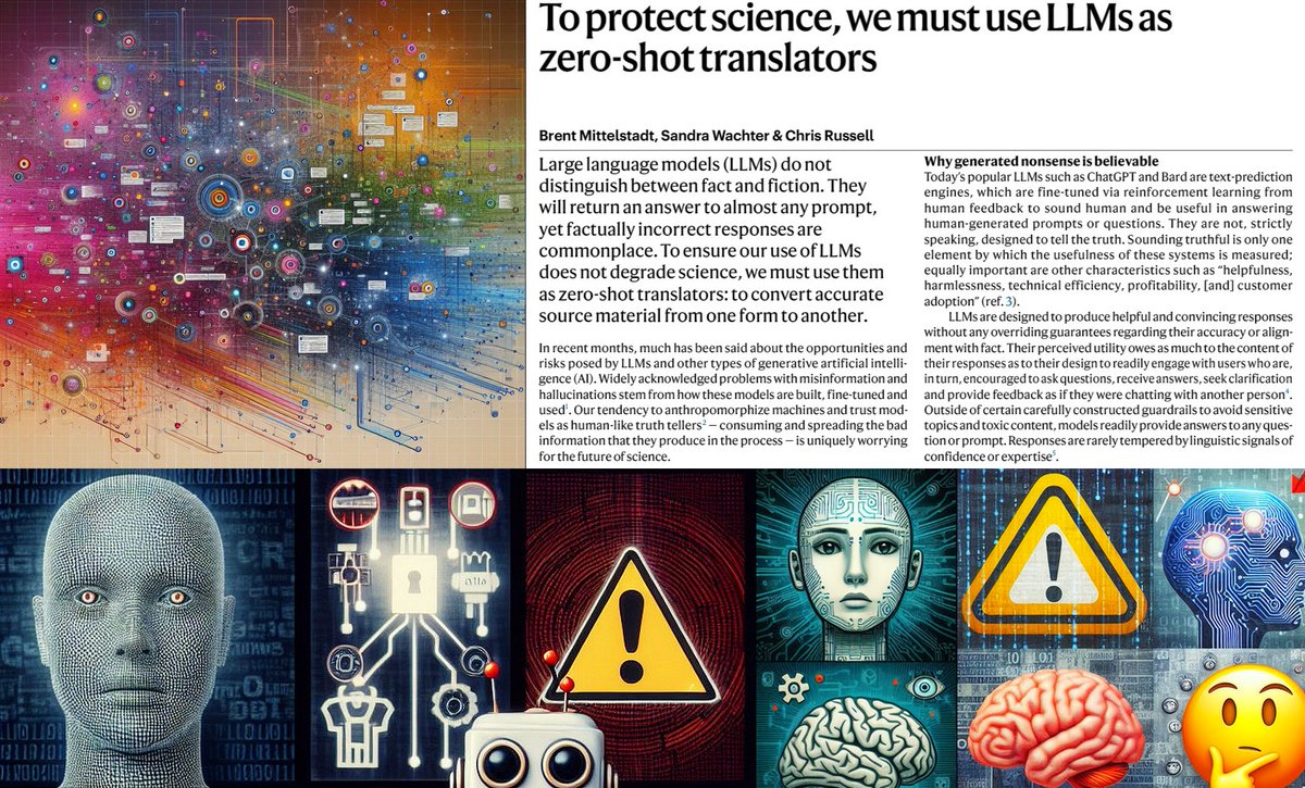 #AI #AIEthics A must-read research paper, by Sandra Wachter [@SandraWachter5], Brent Mittelstadt [@b_mittelstadt] & Chris Russell [@c_russl], on how to make Large Language Models (LLMs) more Truthful and Counter #misinformation 👇 To Protect Science, We Must Use LLMs as…