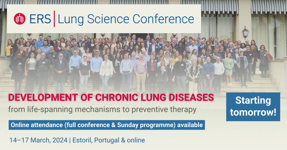 The ERS Lung Science Conference 2024 gets underway from tomorrow in Estoril, Portugal!

📱 Join the conversation on social media using #LSC2024. 

If you’re unable to join us onsite, you can still register for online attendance – register here: bit.ly/4bCSUdJ