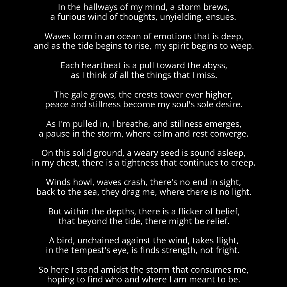 GeometricPoems's tweet photo. This week, my objective has been to feel like I am flying free of the storm that is constantly raging in My Mind.

Read more about this poem: https://t.co/Rq2ZVGyx84

 #GeometricPoems #WritingCommunity #PoetryTwitter #PoetryCommunity #Poem #Poet #Poetry #ShapePoem #FlyingFree https://t.co/hi4CLD4V9j