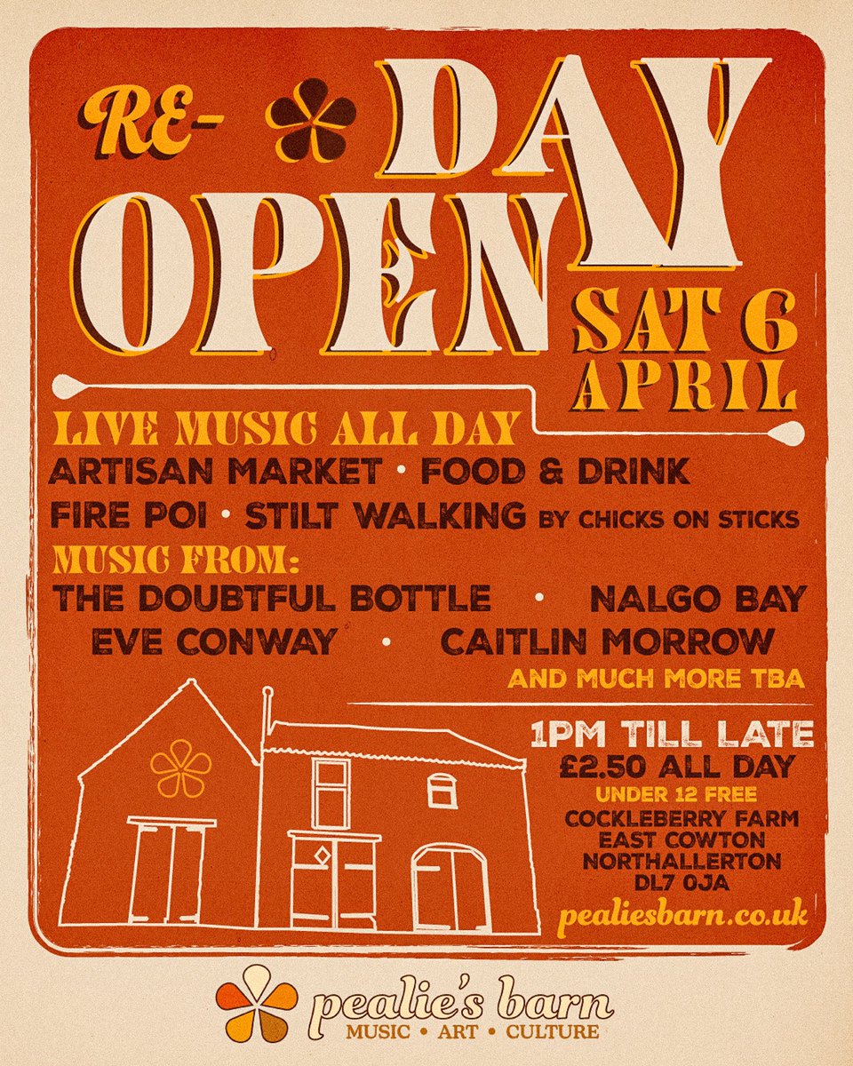 NALGO BAY (@nalgobayband) on Twitter photo We’re chuffed to bits that this special venue is gonna be back up and running again! <a href="/pealiesbarn/">Pealie’s Barn</a>
Live Music and loads of other creative stuff happening on the 🟠 6th April 🟠
Tickets are available here pealiesbarn.co.uk/event-details-…
We’re on at 8.30pm! ➖➖➖ We’re chuffed to bits that this special venue is gonna be back up and running again! <a href="/pealiesbarn/">Pealie’s Barn</a>
Live Music and loads of other creative stuff happening on the 🟠 6th April 🟠
Tickets are available here pealiesbarn.co.uk/event-details-…
We’re on at 8.30pm! ➖➖➖