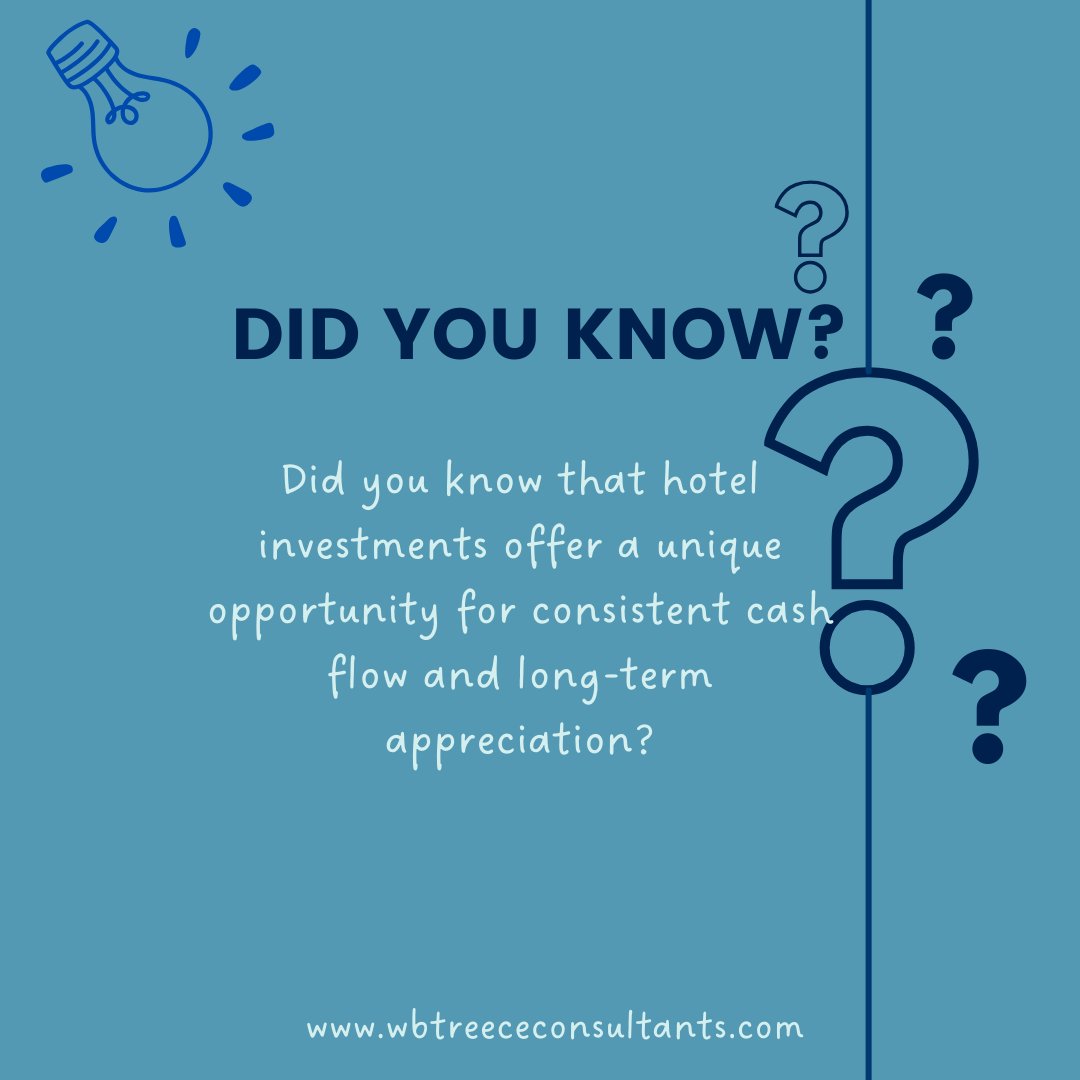 wbtcassessors's tweet image. Let your money work for you while indulging in the excitement of the hospitality industry! 
#AssetManagement
#DidYouKnowSeries
#PropertyOptimization
#WBTreeceConsultants
#HotelInvestments 
#CashFlow #RealEstateWealth 
#Investing101 #FinancialFreedom