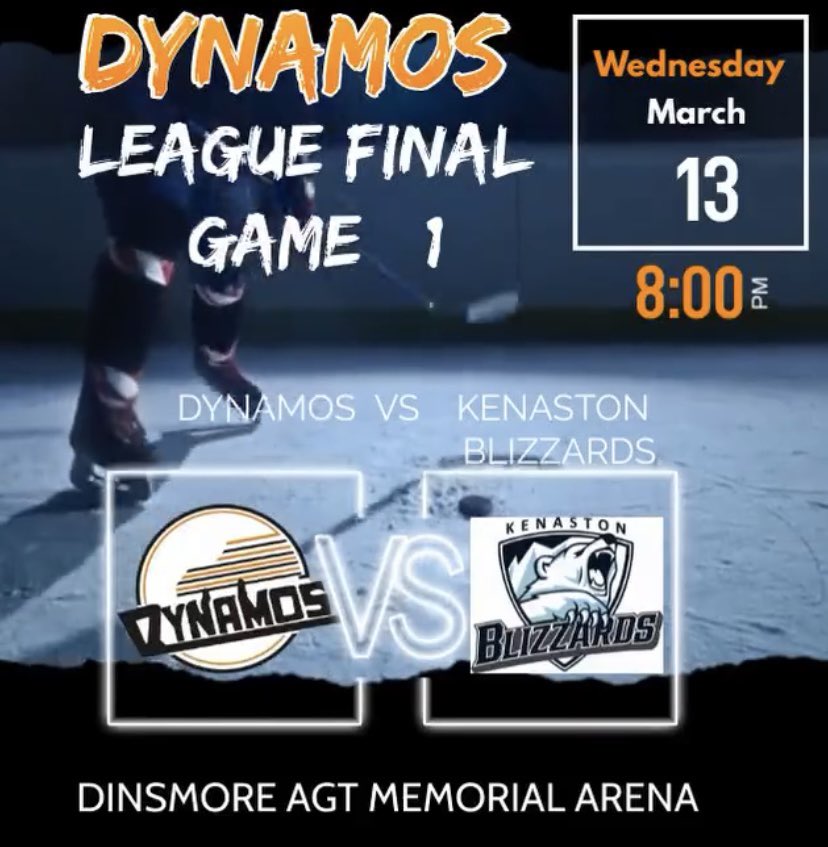 It’s game day!!!!!  <a href="/SVHLBlizzards/">Kenaston Blizzards SHC</a> are coming for game 1. 8pm puck drop.