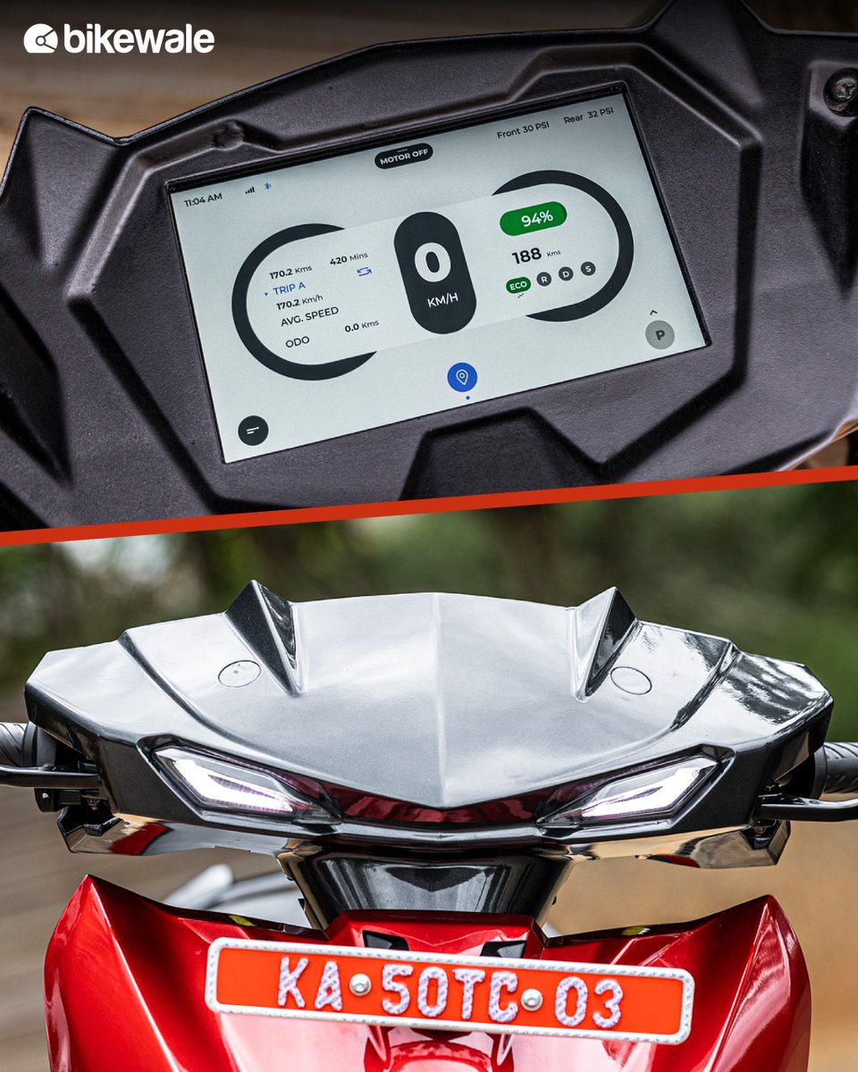 BikeWale's tweet photo. The #SimpleOne takes a modern approach when it comes to styling. ‘Aggressive’ would be an apt term to describe the design of the scooter, and it features sharp character lines across the bodywork.
Have you ridden this EV?

#BWPhotos #SimpleEnergyOne #EV #electricscooter https://t.co/gBXLwkqeGC