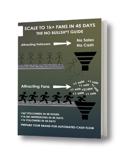Andrewsairs's tweet photo. I got 1000 followers in 45 days

My ‘1K+ Fans Guide’
Shows you how to get:

• 350+ followers in 48 hours
• 20 followers daily from DMs
• Convert Followers —> Fans

Want FREE INSTANT ACCESS?

1) Follow (So I can DM)
2 Comment ‘Fans’

RT’s Get Bonus $199 tweet writing centre https://t.co/CtkbzibFf5