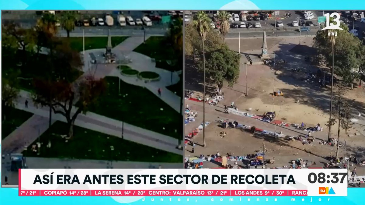 Denuncian (con fotos) el abandono de plaza en Recoleta: Está llena de basura y desechos orgánicos

t13.cl/580011-tw