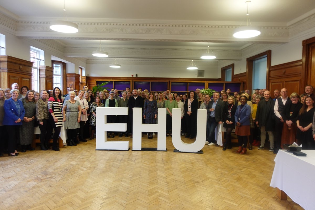 EHU_FOE's tweet photo. It was amazing to have all Education staff together today to celebrate our recent Ofsted grading. The event was to thank the entire @EHU_FOE team for their dedication, commitment and to celebrate! @edgehill💜 https://t.co/ldpZ494nGj