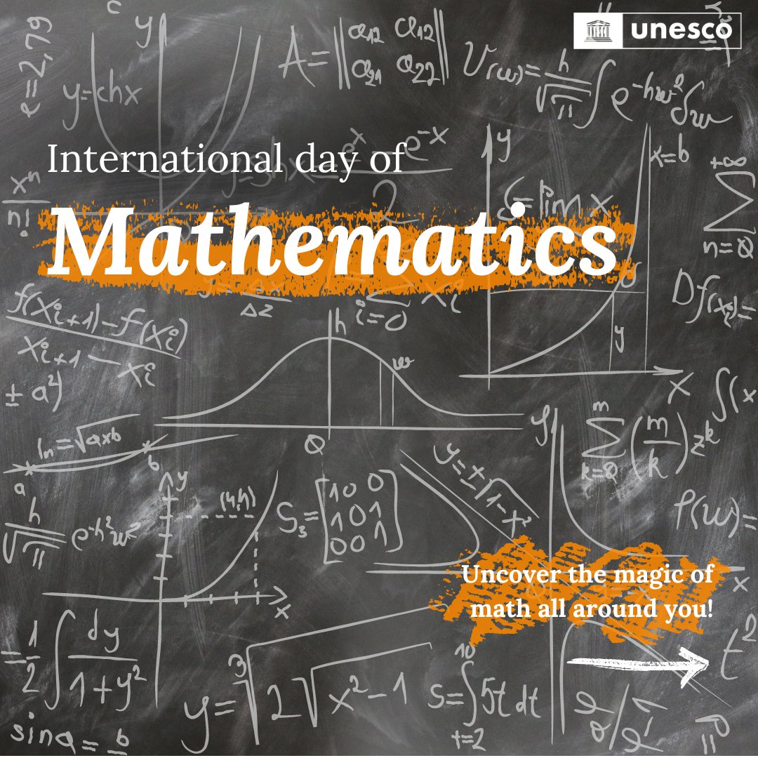 UNESCO's tweet photo. 14 March is #MathematicsDay 🧮

From the technology we use to our understanding of the universe, #mathematics is at the center of it all.

Let's take a moment to appreciate math &amp; recognize its importance in shaping our future!