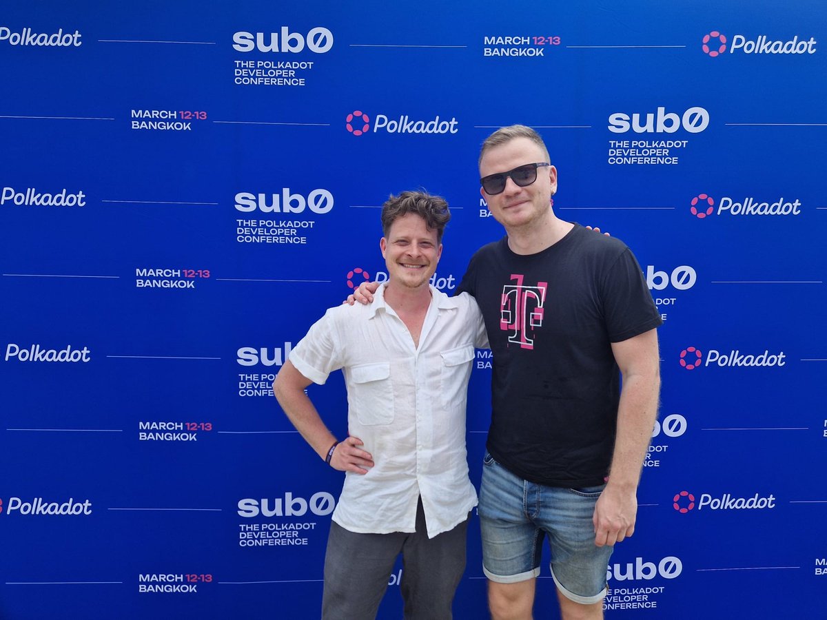 Great to meet @TheKusamarian at @Polkadotsub0 in Bangkok - talking about our #Web3 infrastructure as Deutsche Telekom while having a deeper discussion about the @Polkadot ecosystem and its upcoming new Innovations like JAM and agile Coretime. Lets connect the Dots 🔥…
