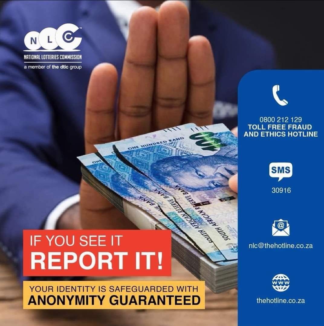 Stay vigilant! Remember, the NLC does not use the services of agents, and we would never request payment to release funding. All grant-related and information services are provided free of charge. Report and suspicious activities to 0800 212 129.