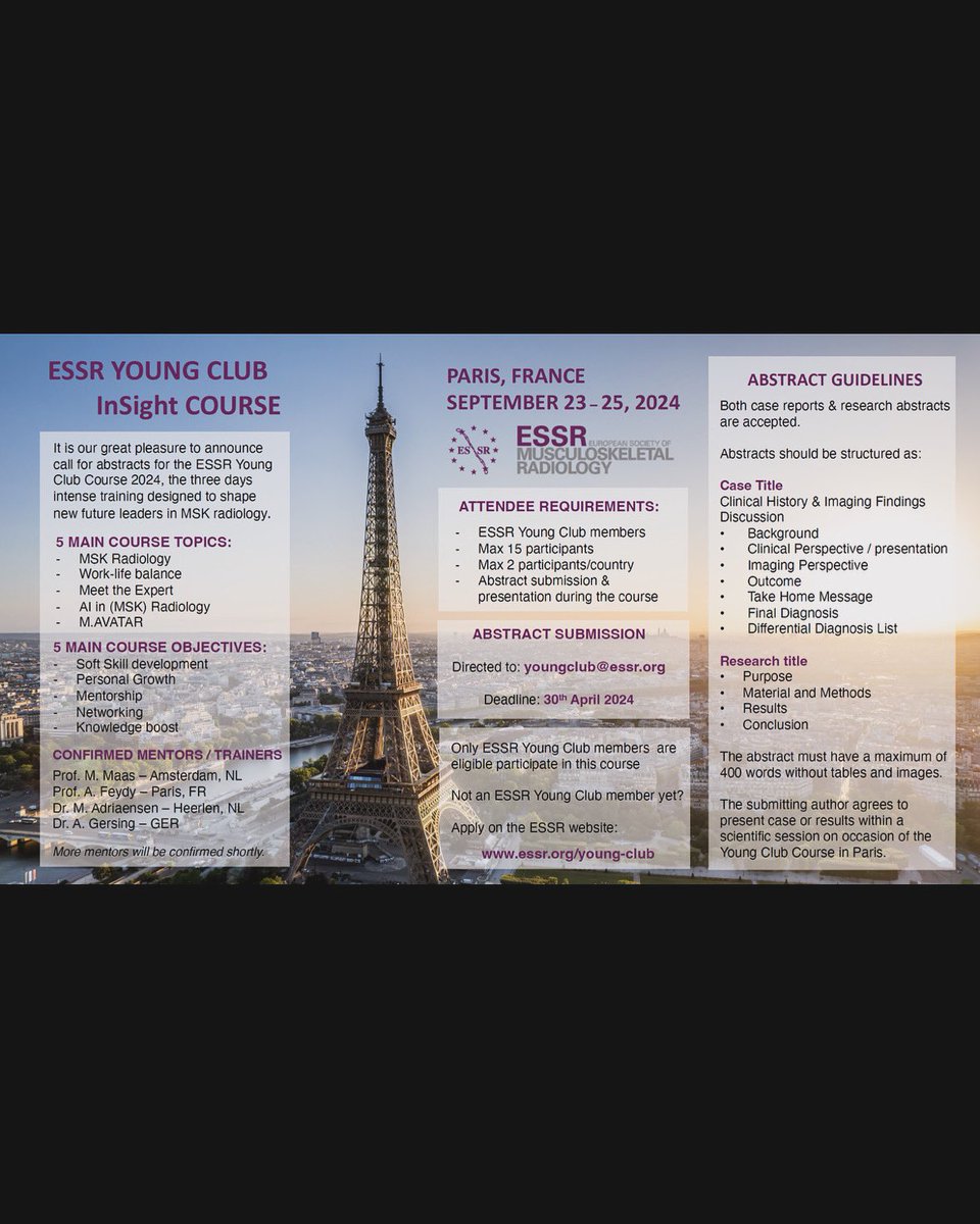 ESSR Young Club Meeting in Paris! September 23-25, 2024