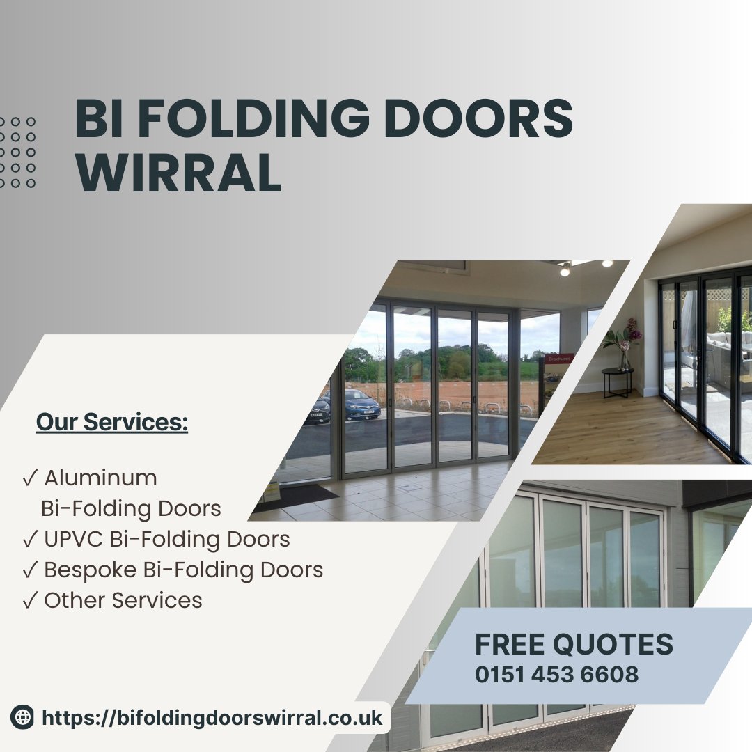 BiWirral's tweet photo. This week, Bi Folding Doors Wirral has been dedicated to creating harmonious indoor-outdoor spaces for our customers. Contact us at 0151 453 6608 or visit https://t.co/X5vv6iVLmg, and don't forget to request a FREE quotation.

#wirral #aluminumbifoldingdoors #upvcbifoldingdoors https://t.co/REeBVuuHrs