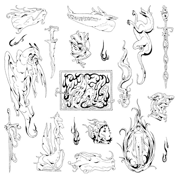 Tattoo Flash Sheet VI: Draconic is now available on my shop 🐲⚔️

https://t.co/NK4e6MMtFN 
