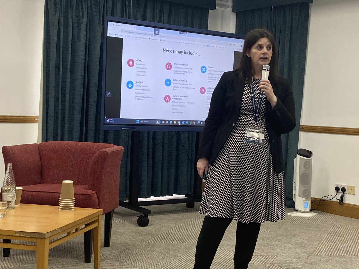 NataliePacker's tweet photo. The fabulous @PhoenixEdSarah sharing stories and strategies for supporting SEMH #faintinggoats @SENDCONF24 #SENDCONF24 https://t.co/lfkxNICkop