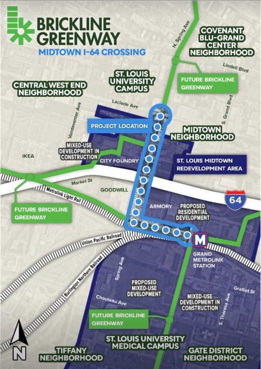 It’s happening! <a href="/USDOT/">U.S. Department of Transportation</a> awarded <a href="/GreatRiversSTL/">GreatRivers Greenway</a> $9.9M toward the construction of a new greenway bridge over I-64 in Midtown, offering easier access to nearby destinations. This portion of the greenway will link into a separate project connecting the Grand and Cortex stations.