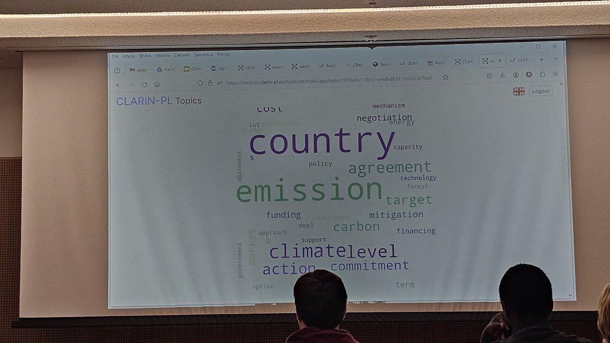 First workshops of NLP techniques at the preconfernece #icawarsaw and climate change related issues as examples #ENVCRE