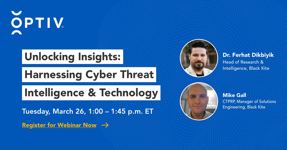 We are just under two weeks out from the @Optiv x @BlackKiteTech webinar. Register now to hear Ferhat Dikbiyik & Michael Gall share their expert insight on managing cyber ecosystem risk. go.optiv.com/TPRMWebinar_Re…