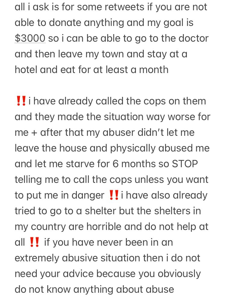 tw: physical and mental abuse i am risking my life by posting this again but i really need help i need the most retweets possible because i need to get out of my house as fast as possible paypal.me/luneestelle