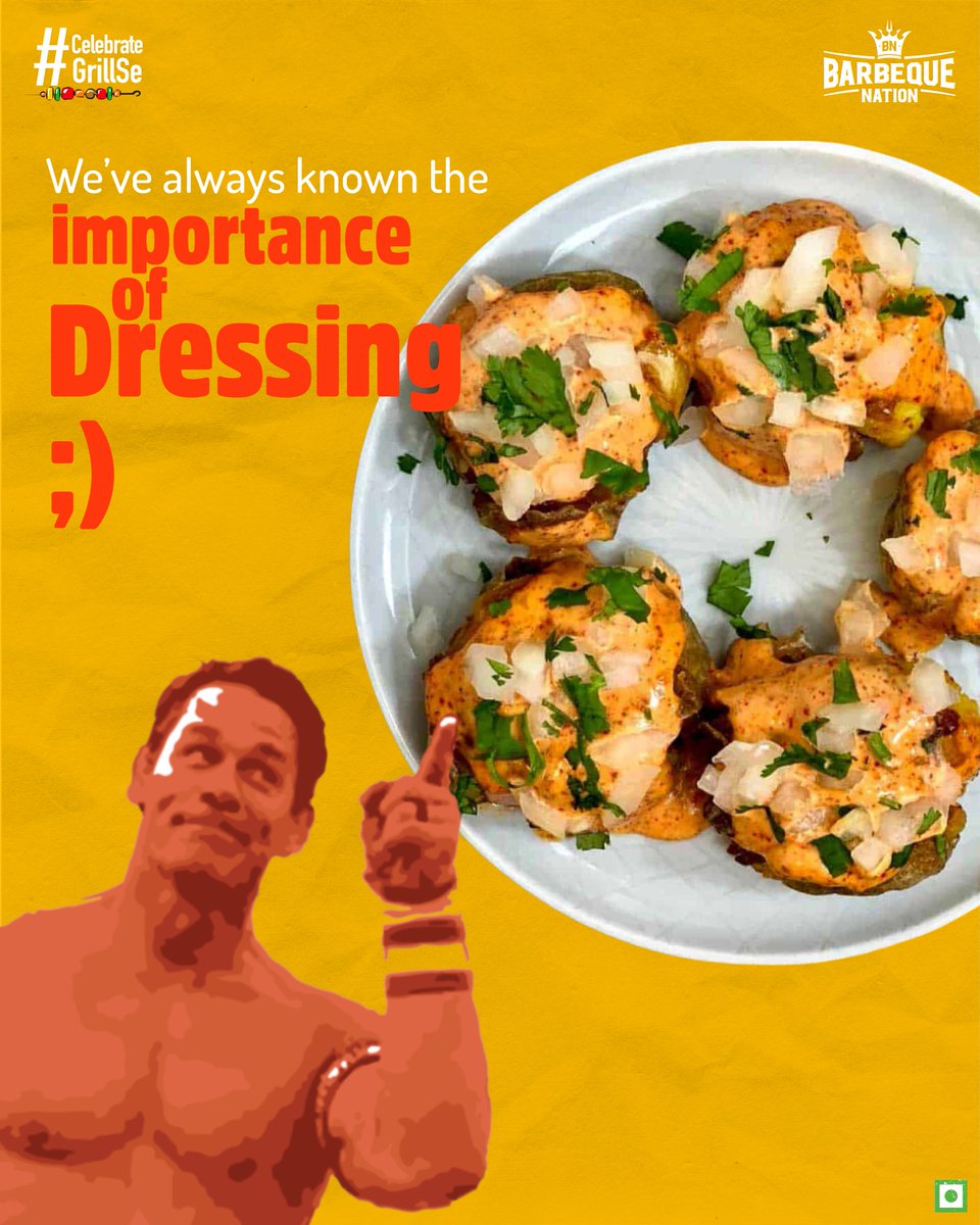 While John Cena dressed down, Our crowd favourite Cajun Potato was dressed to impress with our signature spices. ✨ #barbeque_nation #barbequenation #johncena #cajunpotato