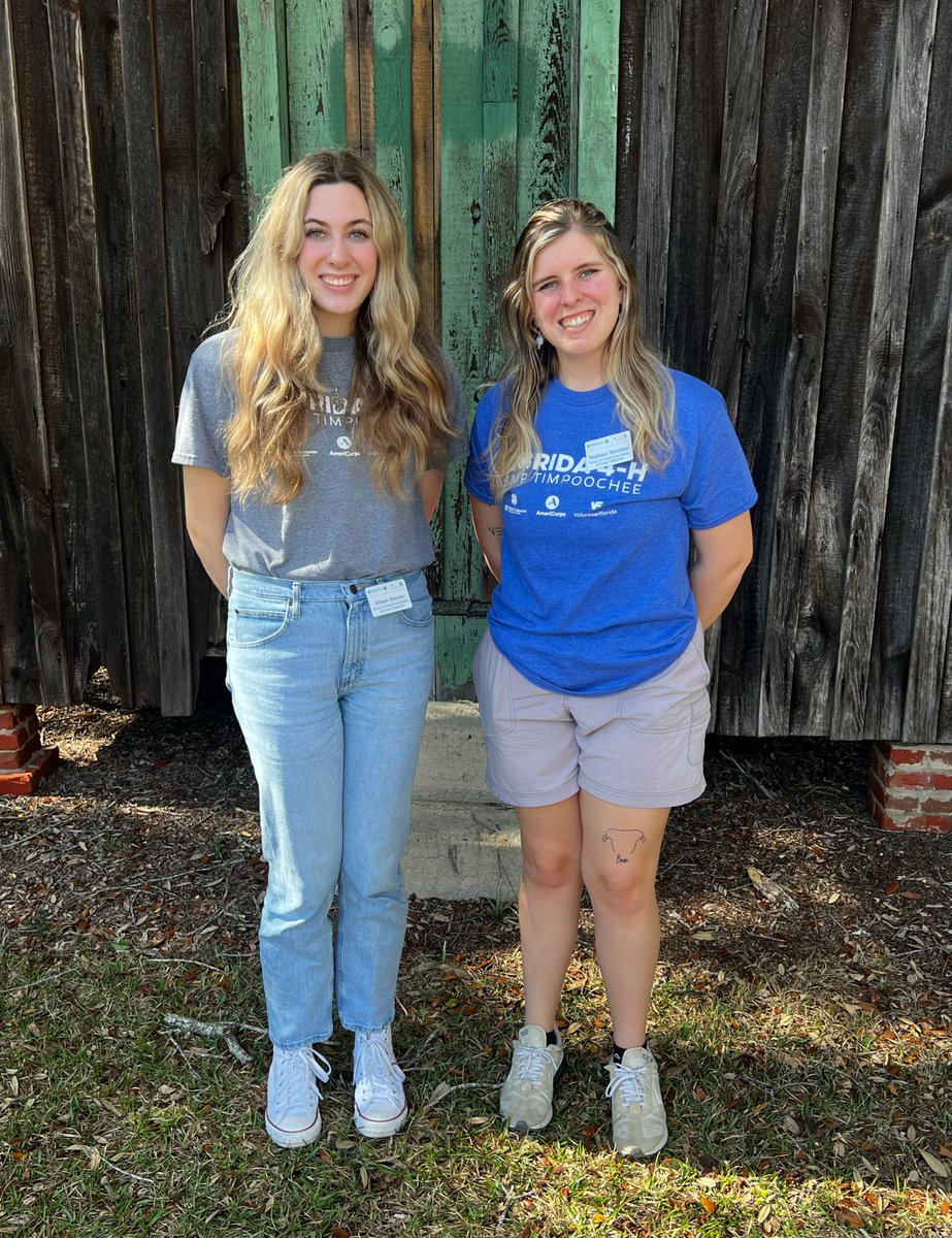 🍀 4-H Camp Timpoochee has loved having our @AmeriCorps Service Members on site this last year! ✨ Their passion for sharing the wonders of our environment through hands-on education shines everyday. We love our Maddie and Allee!