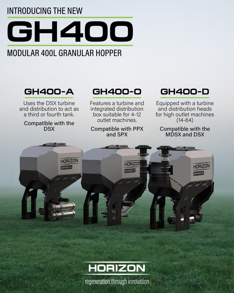 HorizonAgri's tweet photo. Introducing our new small granular hopper, the GH400! Designed to be highly configurable and versatile, the GH400 is well suited to a variety of applications and machines. Learn more on the GH400 page of our website: https://t.co/xDVkLUUYko https://t.co/XkLsZF5fc2