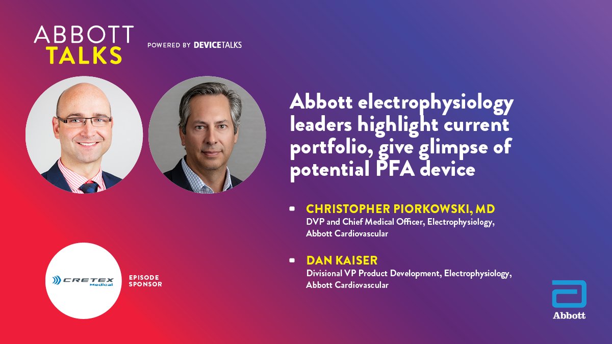 MassDevice's tweet photo. This episode of #AbbottTalks, @AbbottCardio leaders delve into the vast landscape of #electrophysiology & the comprehensive approach #Abbott is taking towards #AtrialFibrillation (#AFib) treatment.
Thank you to #CretexMedical for sponsoring.
LISTEN HERE: https://t.co/HU7XXBPOk5 https://t.co/0uvgwfJzEC
