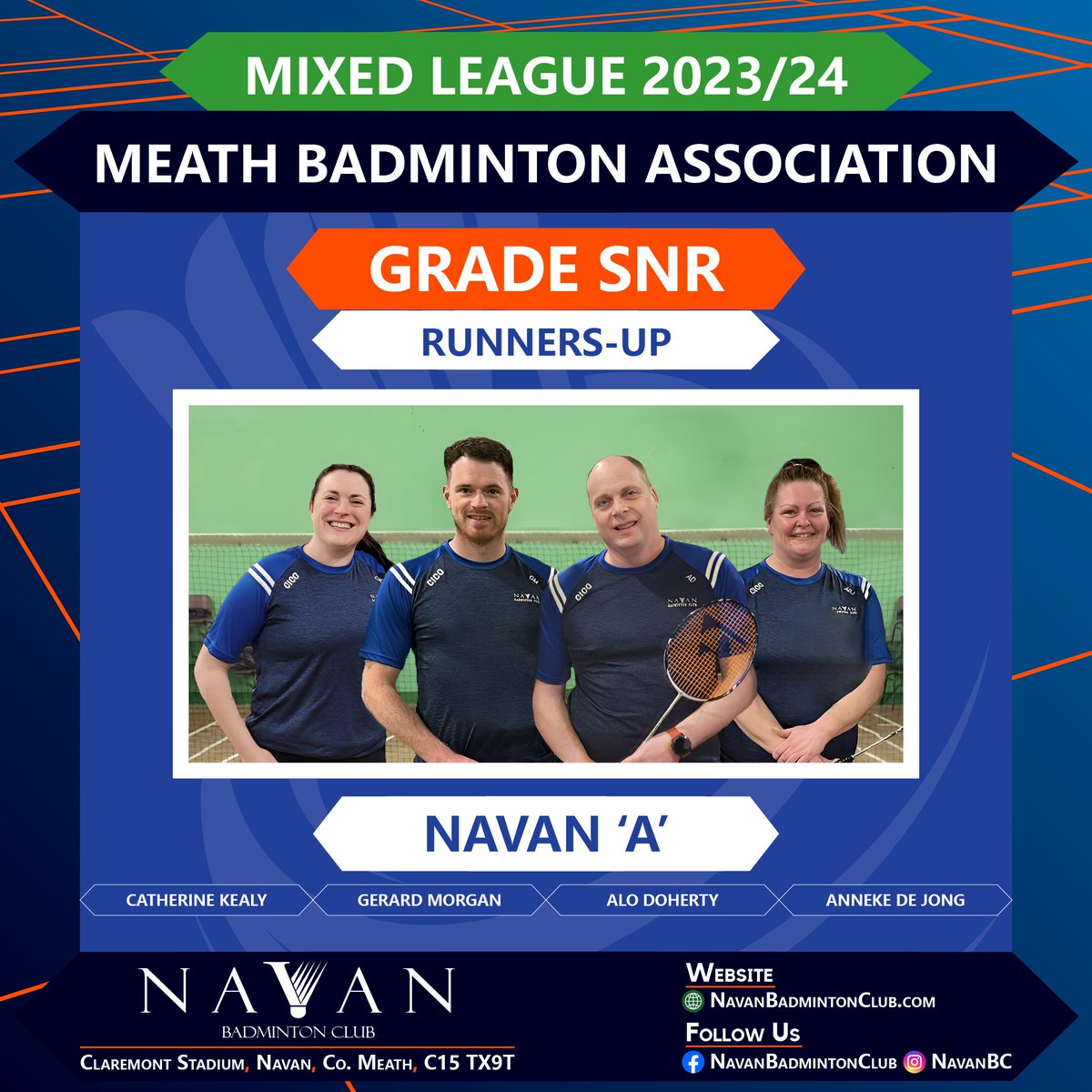 In a hard-fought #Badminton match, our #Navan Grade Snr Mixed 'A' unfortunately fell short in the #final v Athboy/Kells last night. #Congratulations to Athboy/Kells on their #victory, well done!

#BWFWorldTour #YAE24 #AllOfBadminton #AllEngland2024 #FrenchOpen2024
#Meath #Ireland