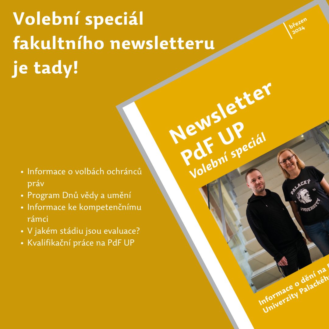 Na portále Učitel21 právě vyšel volební speciál fakultního newsletteru, který se věnuje blížícím se volbám ochránců práv na naší fakultě. Newsletter obsahuje harmonogram voleb, profily kandidátů i další důležité a zajímavé informace! >> ucitel21.cz/newsletter-fak…