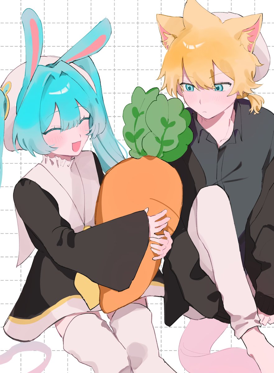 bam_4100's tweet photo. 🐰🐱🥕💗 
#オリレンミク祭
#レンミク https://t.co/pJgjgSek1t