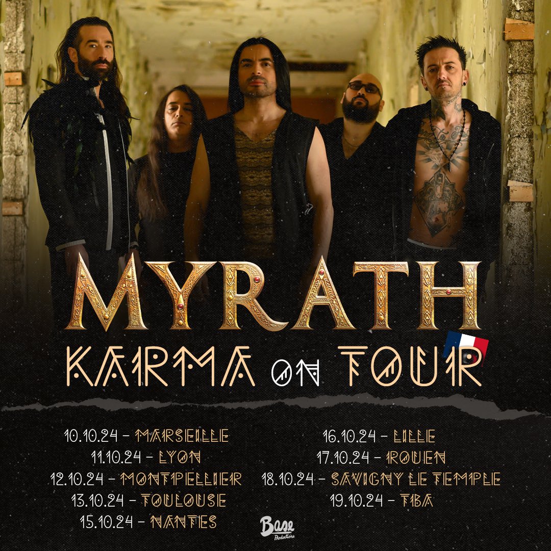 Myrath (@myrath) on Twitter photo ๐๐ฎ๐ฟ๐บ๐ฎ ๐ข๐ป ๐ง๐ผ๐๐ฟ ๐
Mise en vente des billets ce Vendredi 15 Mars ร 14h.
10.10 - Marseille
11.10 - Lyon
12.10 - Montpellier
13.10 - Toulouse
15.10 - Nantes
16.10 - Lille
17.10 - Rouen
18.10 - Savigny-Le-Temple
19.10 - TBA
Alors, on se voit oรน? ๐
#Myrath #KarmaOnTour ๐๐ฎ๐ฟ๐บ๐ฎ ๐ข๐ป ๐ง๐ผ๐๐ฟ ๐
Mise en vente des billets ce Vendredi 15 Mars ร 14h.
10.10 - Marseille
11.10 - Lyon
12.10 - Montpellier
13.10 - Toulouse
15.10 - Nantes
16.10 - Lille
17.10 - Rouen
18.10 - Savigny-Le-Temple
19.10 - TBA
Alors, on se voit oรน? ๐
#Myrath #KarmaOnTour