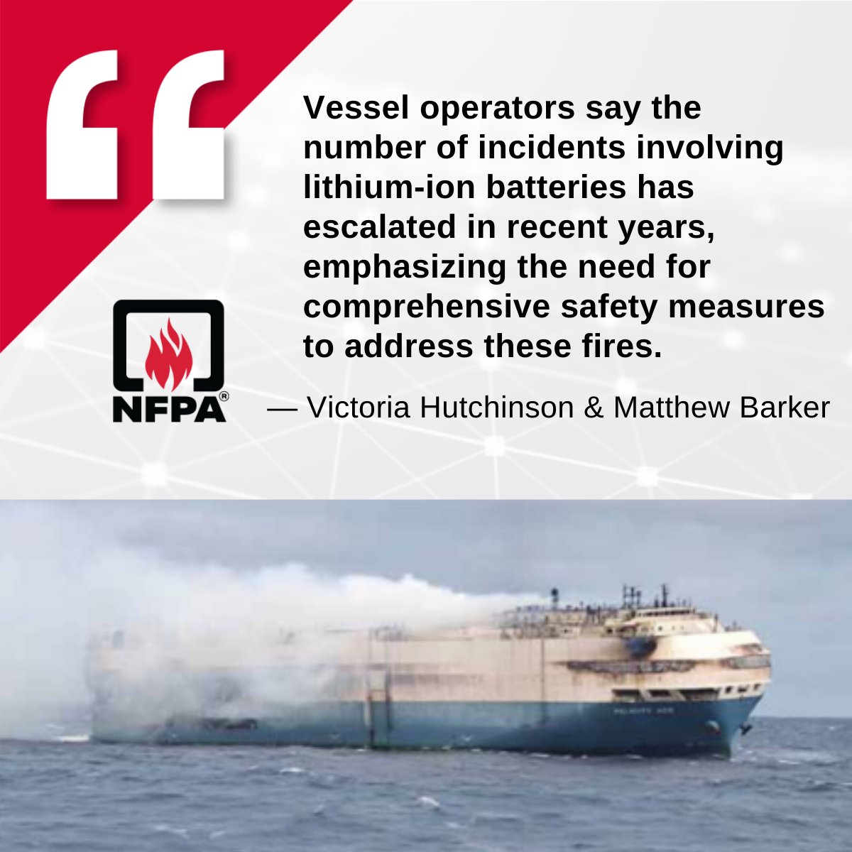 How do we navigate the choppy waters of lithium-ion battery safety at sea? This NFPA Journal feature explores the complexities and research efforts behind this crucial fire safety issue. nfpa.social/zK2N50QQxBC