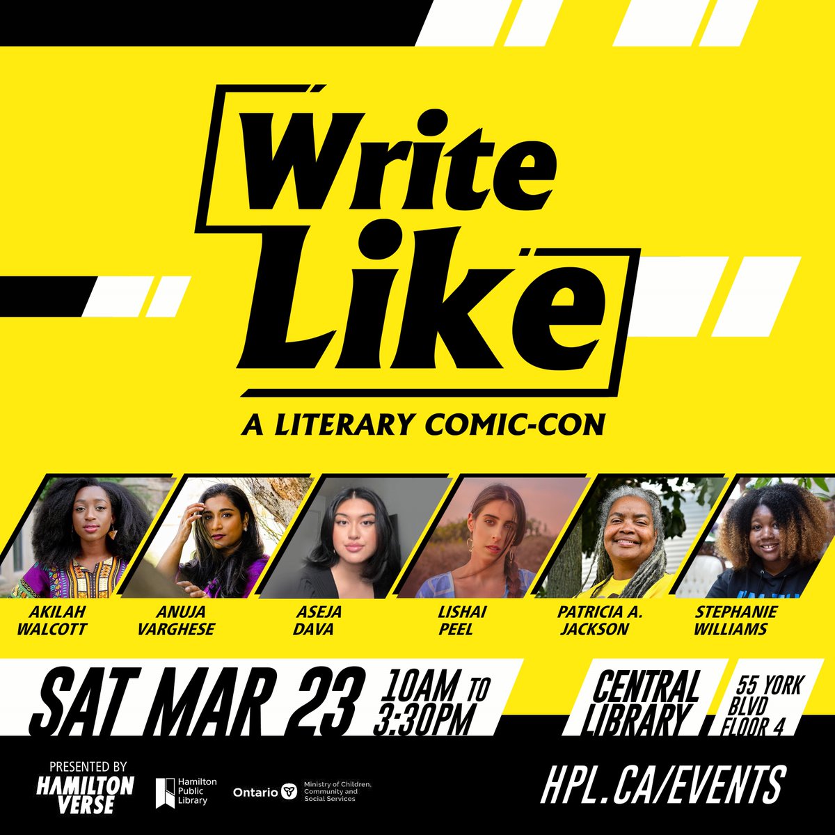 A cross between a #comicfestival and a #literaryevent, Write Like is the ultimate literary-fan experience!
Local #authors teach you how to write like ... you.
See you Saturday, March 23 at Central Library from 10am-3:30pm. Presented in partnership with Hamilton Verse.