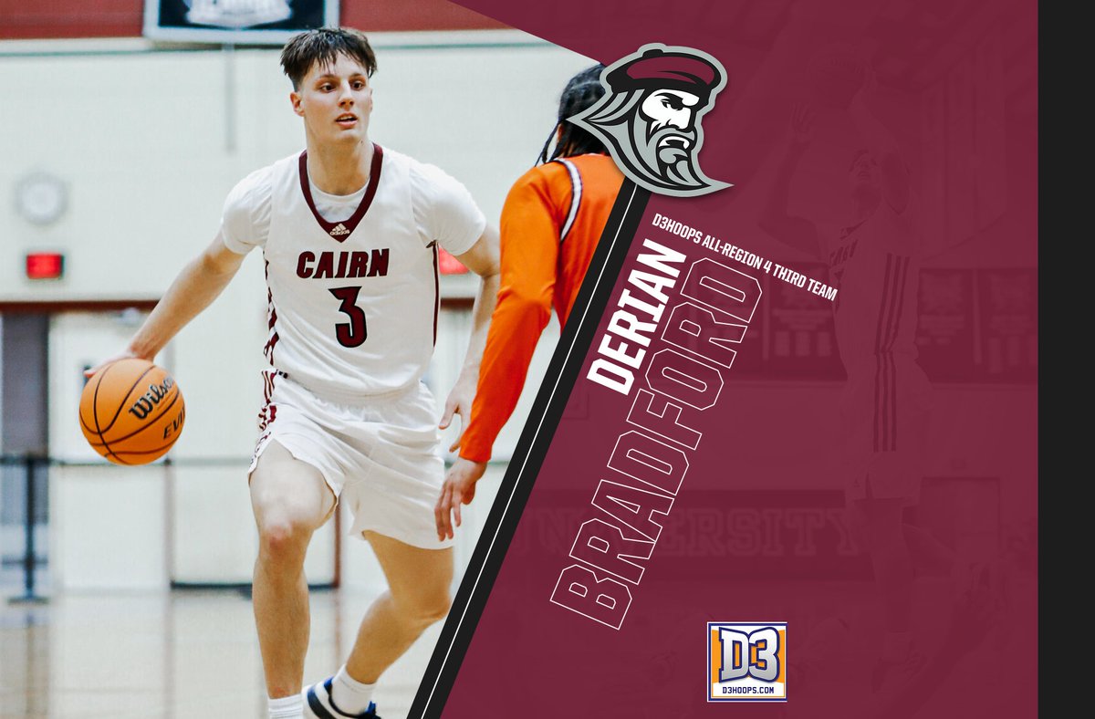 Cairn Highlanders (@cairnathletics) on Twitter photo Senior forward Derian Bradford (<a href="/CairnMBB/">Cairn Men’s Basketball</a>) was named All-Region 4 Third Team by <a href="/d3hoops/">D3hoops/Patrick Coleman</a> on Tuesday.
#PursueExcellence #CairnMBB #IamThird Senior forward Derian Bradford (<a href="/CairnMBB/">Cairn Men’s Basketball</a>) was named All-Region 4 Third Team by <a href="/d3hoops/">D3hoops/Patrick Coleman</a> on Tuesday.
#PursueExcellence #CairnMBB #IamThird