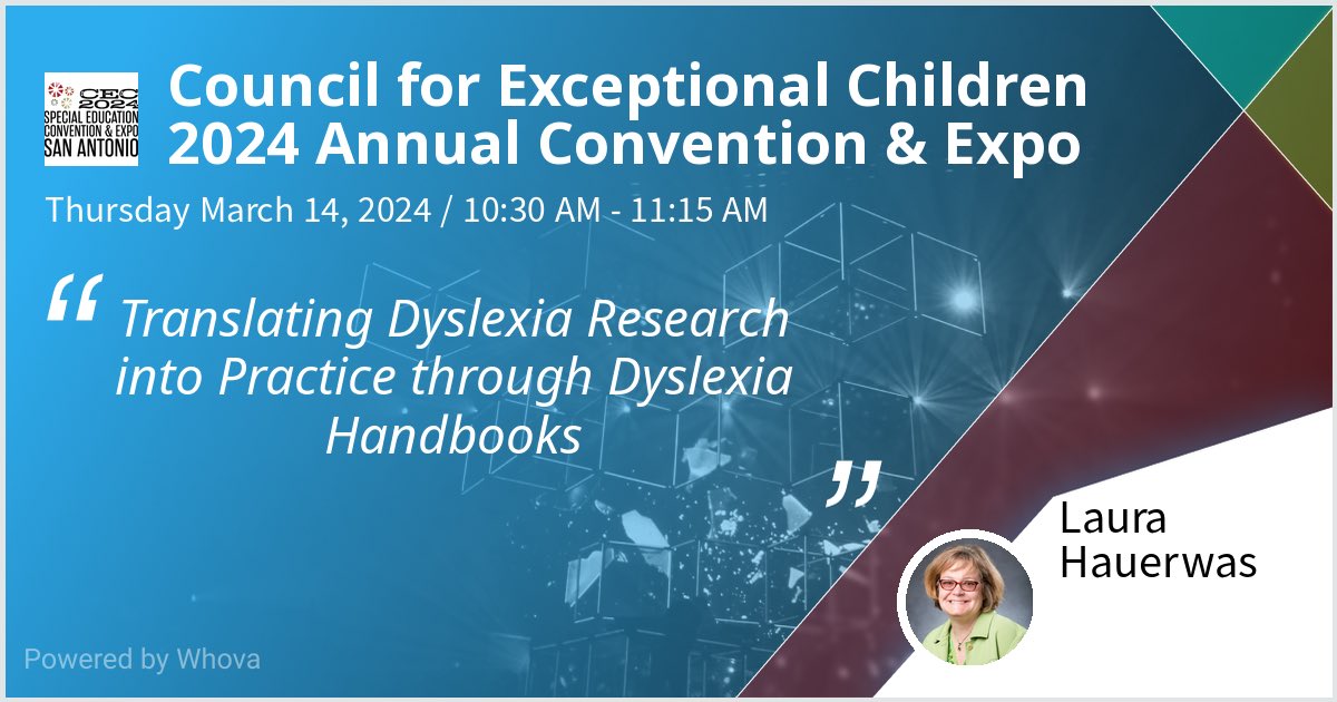 I am speaking at Council for Exceptional Children 2024 Annual Convention &amp; Expo. Please check out my talk if you're attending the event! #CEC2024 - via #Whova event app