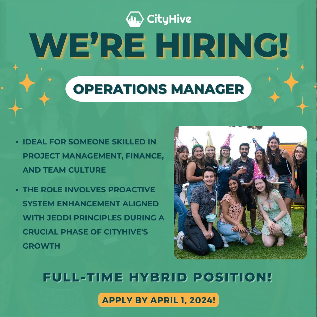 🚀 We're seeking an enthusiastic Operations Manager to drive growth and excellence in People & Culture, Financial Management & Administration, and General Operations. If you're ready to lead, innovate, and make a positive impact, apply now! Learn more: cityhive.ca/wp-content/upl…