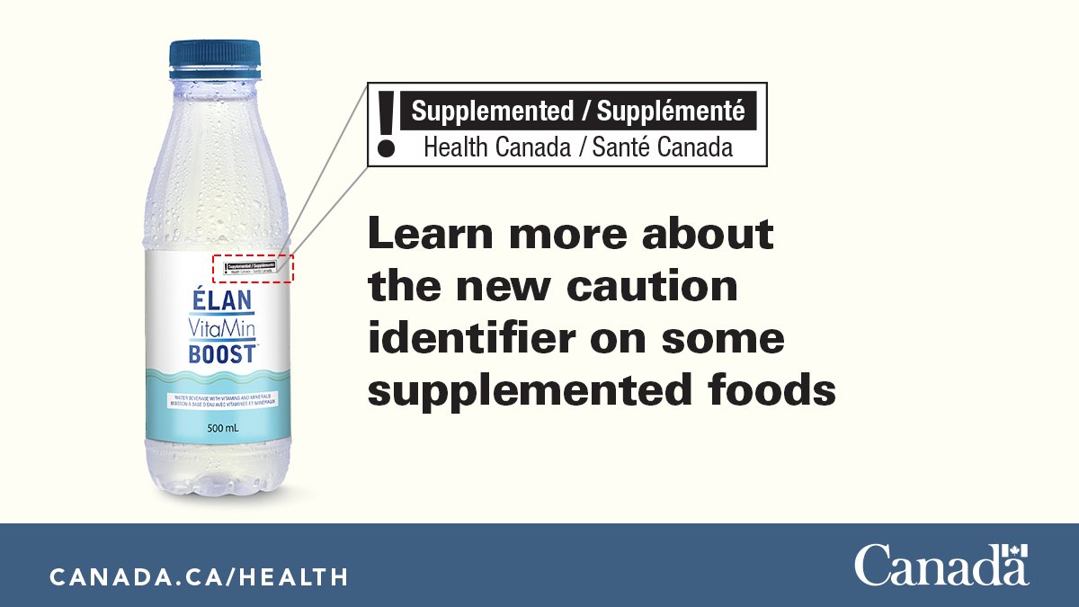 GovCanHealth's tweet image. A new caution identifier is starting to appear on some #SupplementedFoods, such as vitamin water. Read the label to see if some cautions (such as “not recommended for those under 14 years old”) apply to your child.
ow.ly/lMM750QB7j1

 #NutritionLabelling