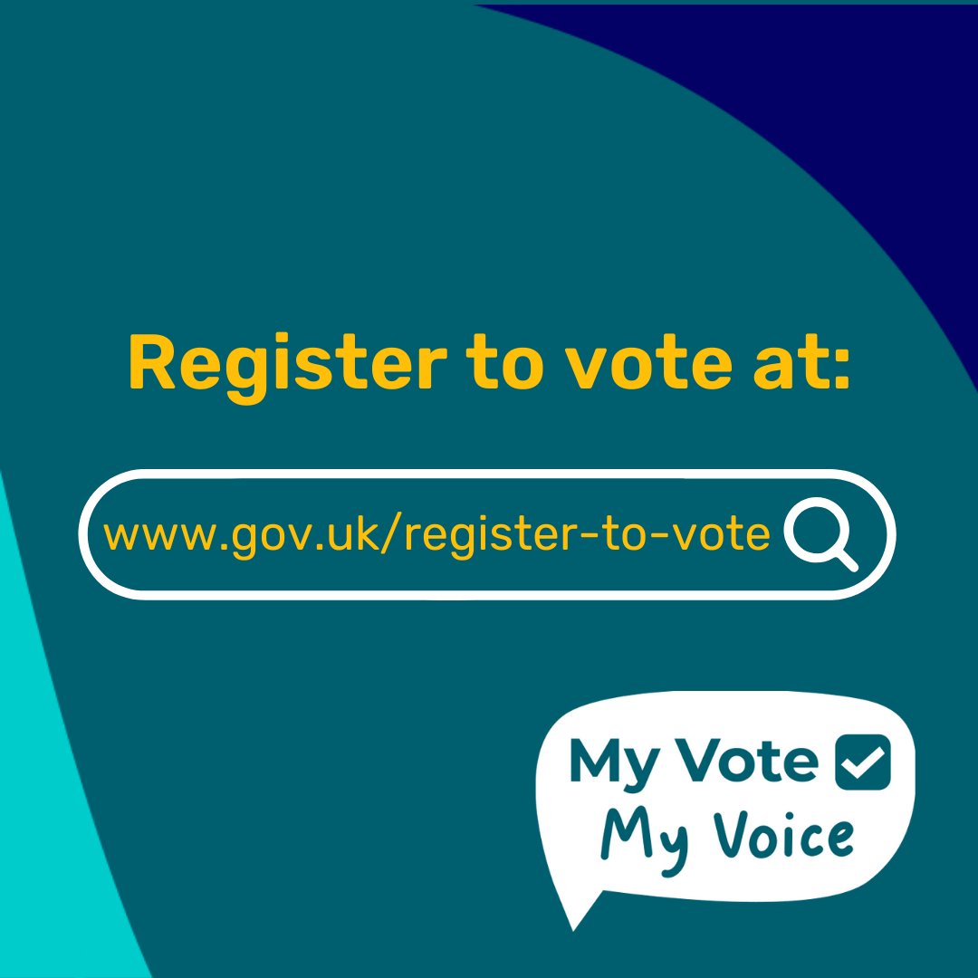 🗳️Don’t forget to register to vote! Every vote counts and your voice matters. If you haven’t already, visit: gov.uk/register-to-vo… & fill in the form to complete your registration. Access a step-by-step guide for help with this: myvotemyvoice.org.uk/voting/registe… #MyVoteMyVoice