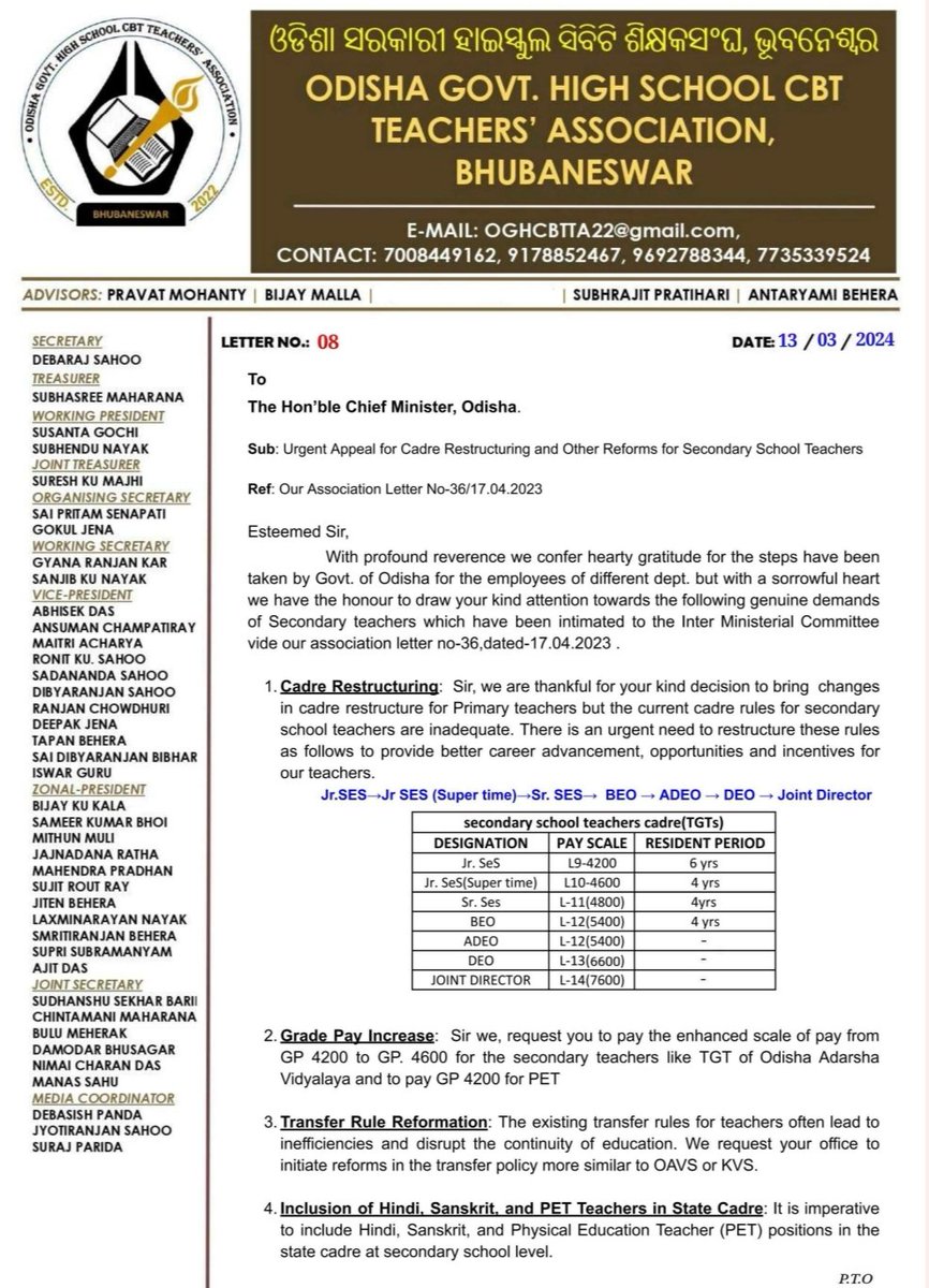 TAPU096's tweet photo. Request to Our Beloved CM @CMO_Odisha Revise pay structure &amp; Cadre for secondary teacher like RI, ASO &amp; Elementary Teacher 🙏
@Naveen_Odisha
@MoSarkar5T 
@SecyChief
@PradeepJenaIAS
@DC_Odisha
@_anugarg
@pranabpdas
@gapg_dept
@FdOdisha
@vishaldevk 
@NiranjanPujar11
@homeodisha https://t.co/mwB8SuPctE