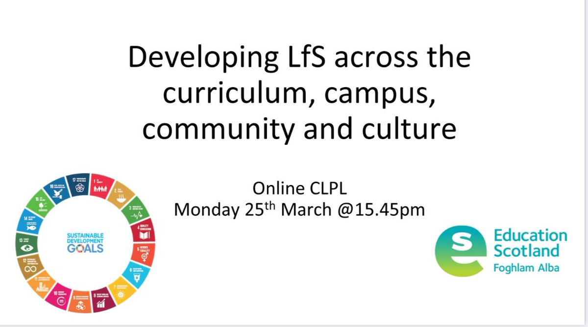 To support practitioners and schools in embedding Learning for Sustainability we will be hosting an online session sharing ideas for developing #LfS across the 4 C’s. You can sign up here forms.gle/so1DpG3eCMwkpA… #Target2030
