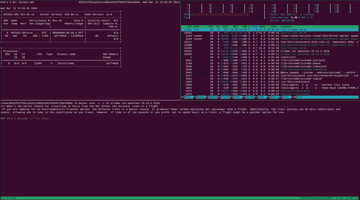 Our experiment with ollama within a GitHub Actions runner