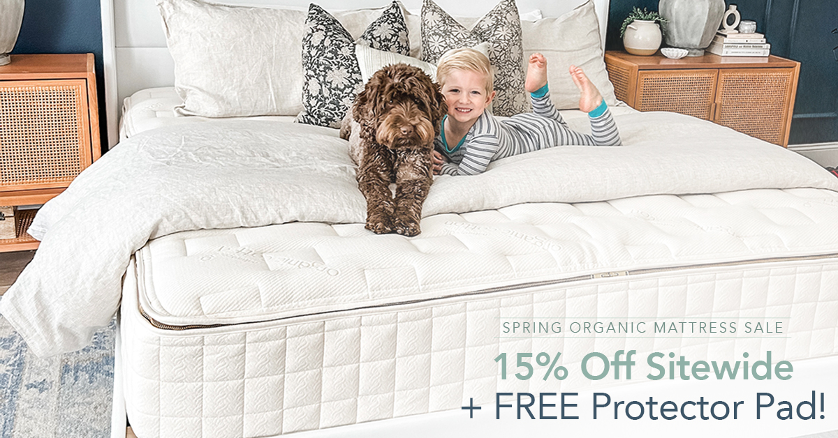 Our Spring Sale is here!✨ Enjoy 15% off sitewide AND a free protector pad with every organic mattress purchase (twin + up)! 😊 Use code SPRING15 (SPRING15CAN for Canada) at checkout to claim your discount! 💤🌿 ow.ly/2vcE50QS5Xl