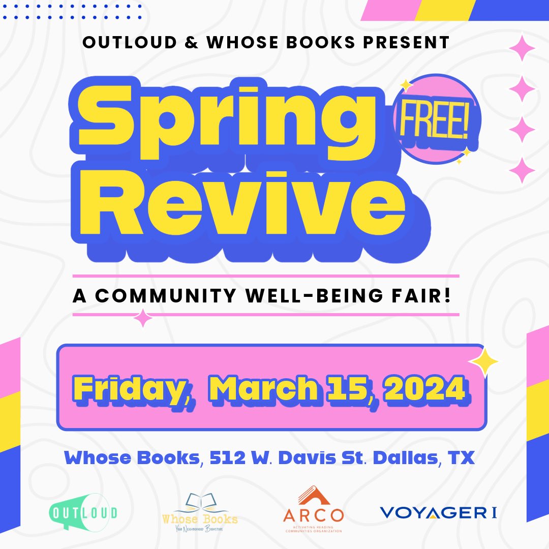 whosebooks's tweet image. This Friday, 3/15 we bring you Spring Revive - A Community Well-Being Fair! Story time, Zumba, mindfulness, yoga , art stations and Open Mic! See you there 🙌🏽