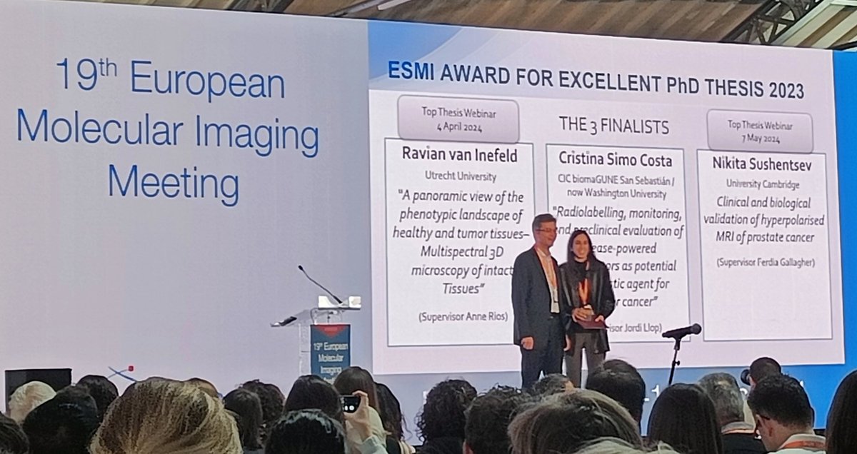 Very excited to announce that our former PhD student and PostDoc Cristina Simò has received today the ESMI award for excellent PhD thesis 2023. Congratulations!! 🎉 @CICbiomaGUNE #EMIM24