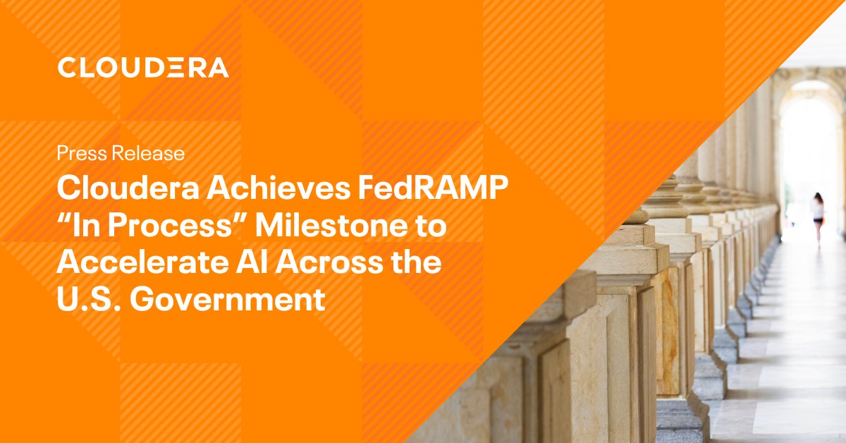 cloudera's tweet photo. Government agencies rely on Cloudera to turn siloed data into strategic assets.

Our latest #FedRAMP certification demonstrates our strong partnership with the public sector to deliver the most robust data governance: https://t.co/SkF1yEwcZE https://t.co/j3WIMixnQn