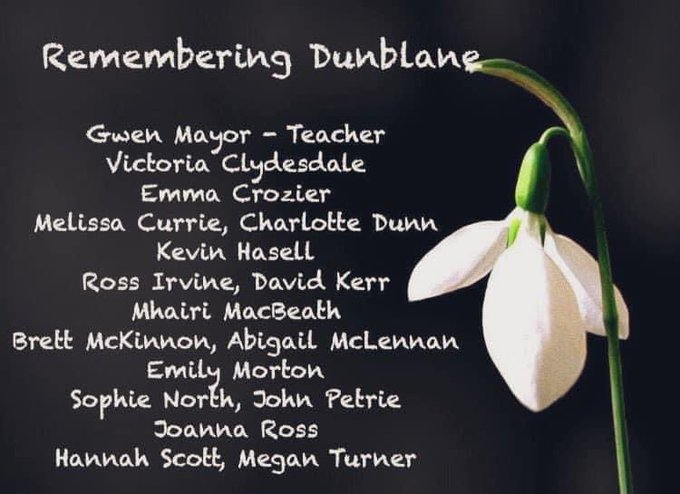 Remembering the 16 innocent children and their teacher who lost their lives 28 years ago today.
#Dunblane #AngelsOfDunblane #NeverForgotten