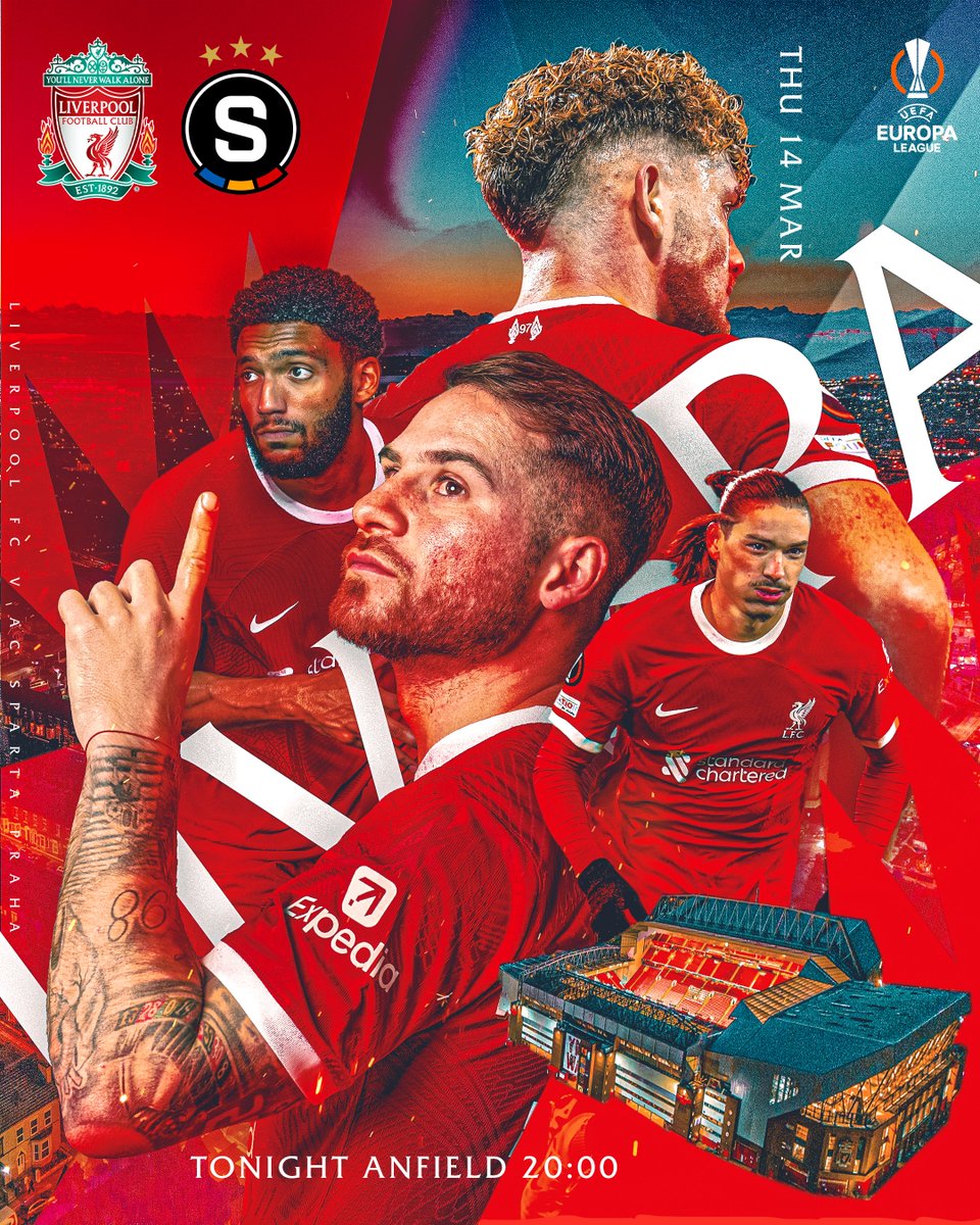 LFC's tweet image. Matchday under the Anfield lights 💫

#UEL | #WalkOn