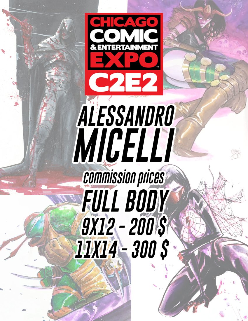 My friends, I'll be in <a href="/c2e2/">C2E2</a> next April!
Pre-show Commission list open!