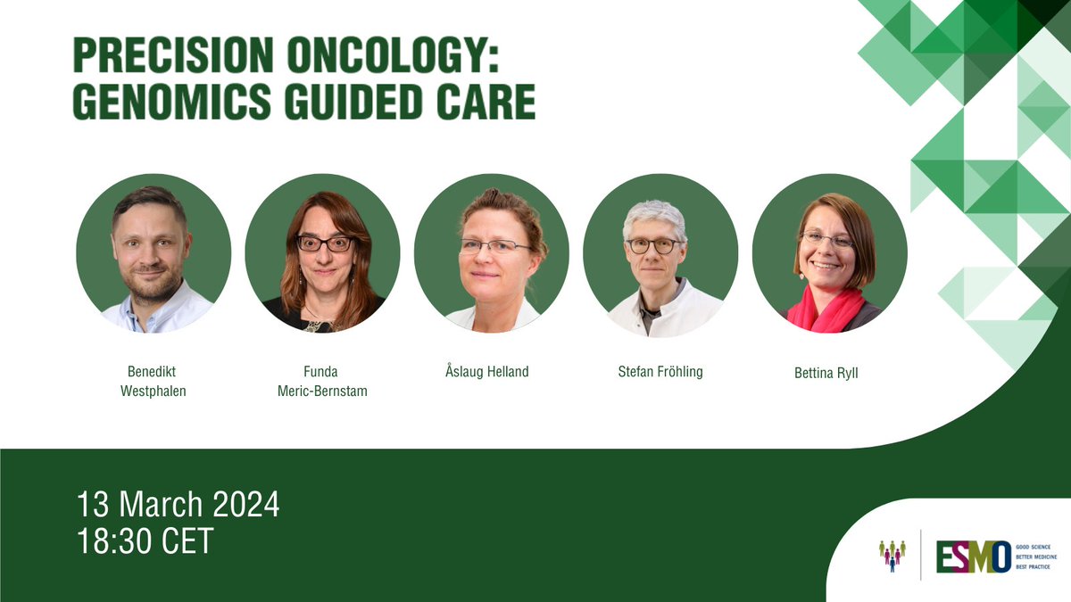 📢Register now for today's (13/3) 3rd webinar in our #PrecisionOncology series. This virtual discussion will analyse the complexities involved in establishing and managing molecular tumour boards. ow.ly/53HV50QS87V @BenWestphalen @HellandAslaug @StefanFrohling @BettinaRyll