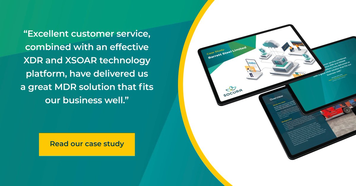 SocuraMDR's tweet photo. All too often, we see cyber businesses fail to fully deliver on the outcomes that initiated them. Our latest case study looks at the approach we took to ensure we delivered on our promise. #InfoSecurity #ManagedSOC #MDR https://t.co/HWptzRlmI7 https://t.co/i3i1HvLWOA