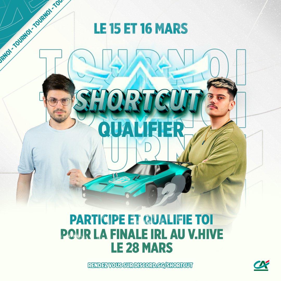 Ce week-end avec @GaspowRL on participe au tournoi 2VS2 ShortCut Qualifier organisé par le @CreditAgricole Vous pouvez vous aussi vous y inscrire et peut-être nous affronter (ça commence Vendredi) La finale aura lieu en présentiel juste avant le début du major de Copenhague, le…