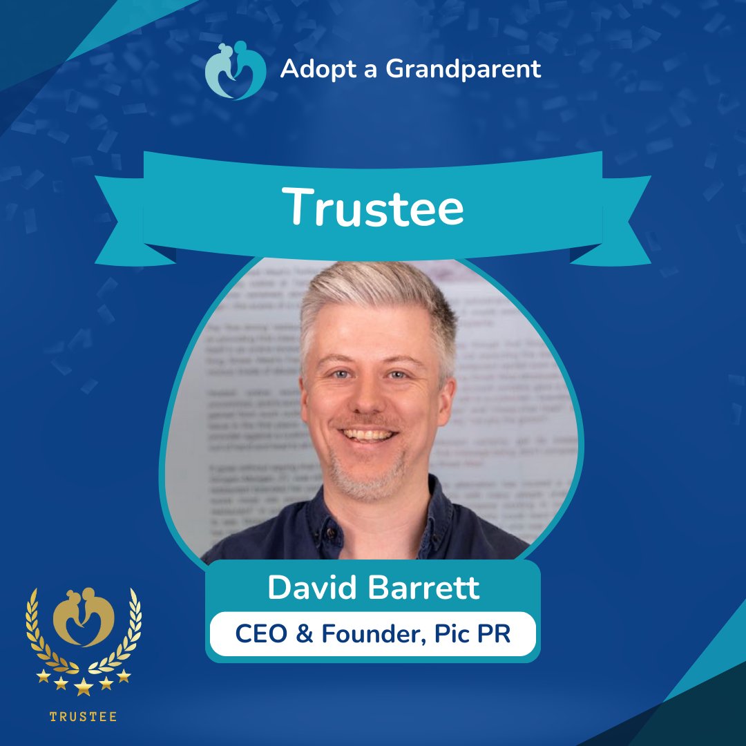 David Barrett is the CEO &amp; Founder of <a href="/picpr/">Pic PR</a>, an award-winning creative comms agency, and is also one of our amazing trustees! 😁

Their commitment ensures our charity maintains its reputation and sustainability.

Thank you, David! 

#AdoptaGrandparent #Charity #Trustee